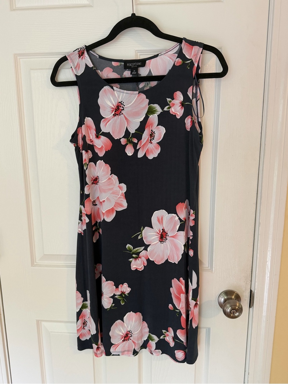 Perceptions Floral Sleeveless Shift Dress with matching coral open front cardig